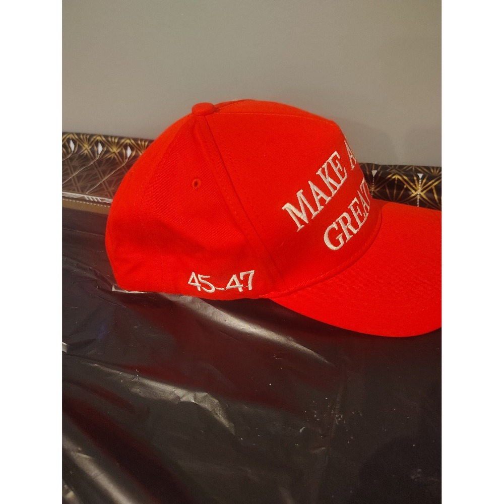 Donald Trump MAGA Hat Red Make America Great Again 45-47 Baseball Cap Adjustable - Picture 2 of 4